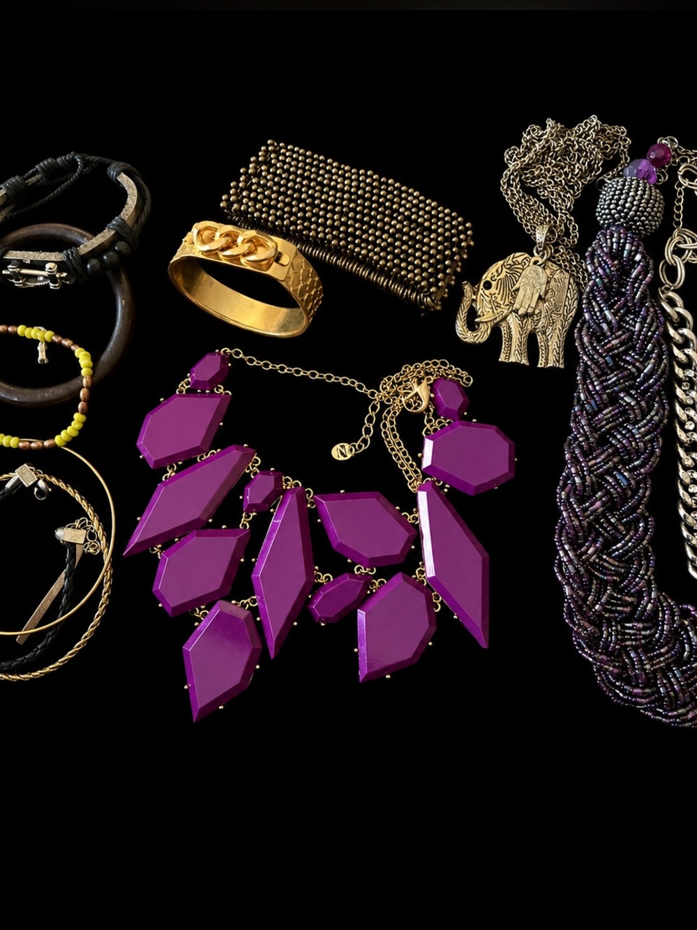 Jewelry lot bundle beaded handmade napier vintage rhinestones elephant Necklace - Picture 1 of 12